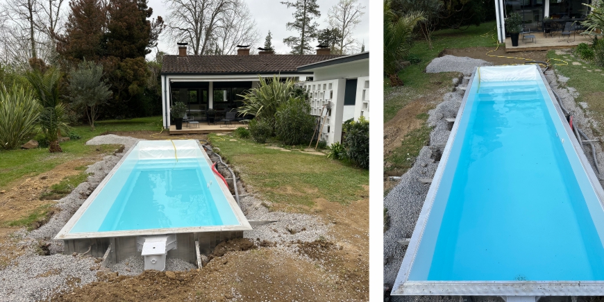 TerrasSement piscine aluminium Orthez par Aquattitude Landes