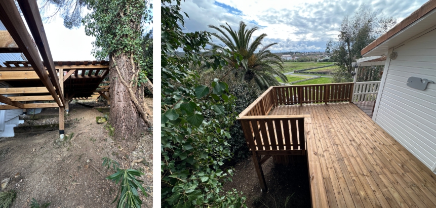 Terrasse ossature cl4 pilotis Bidart Pays Basque Aquattitude